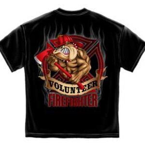 New Adult Large Firefighter Volunteer Dog T-shirt